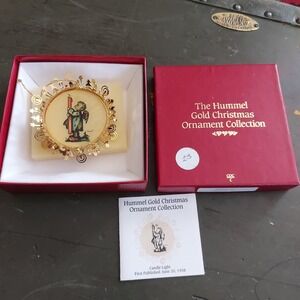 Vintage Hummel Gold Christmas Ornament Candle Light Inspector CD30 Collectible